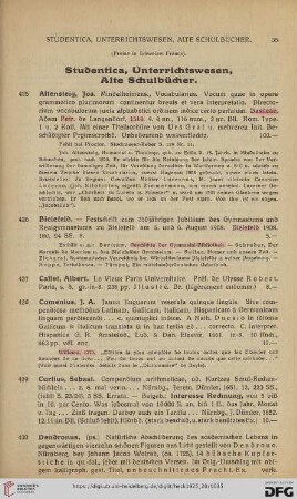Studentica, Unterrichtswesen, Alte Schulbücher (Nr. 425-436)
