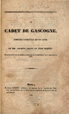 Le cadet de Gascogne : Comédie-vaudeville en un acte