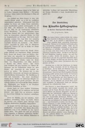3: Zur Ausstellung von Künstler-Lithographien im Berliner Kunstgewerbe-Museum