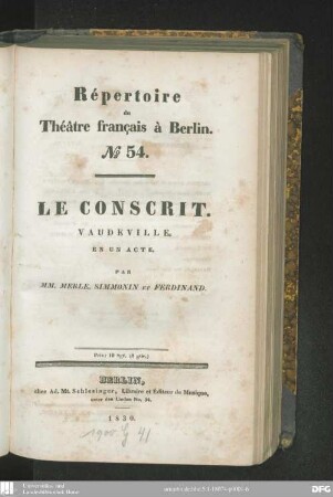 Le conscrit : vaudeville en un acte