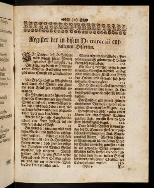 Register der in disem Dominicali enthaltenen Historien