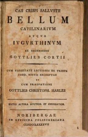 Caii Crispi Sallvstii Bellvm Catilinarivm Atqve Ivgvrthinvm