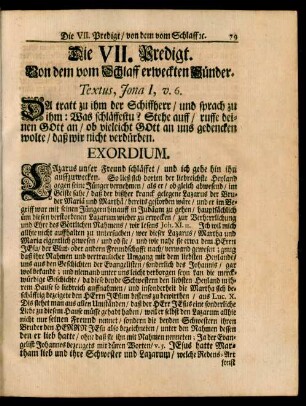 Die VII. Predigt. Von dem vom Schlaff erweckten Sünder