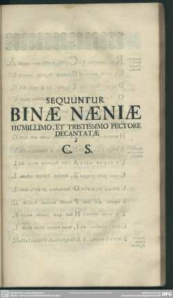 Binae Naeniae Humillimo, Et Tristissimo Pectore Decantatae / a C. S.
