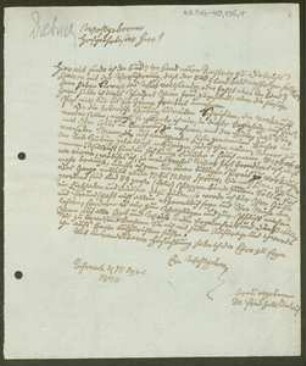Brief von Friedrich Gottlieb Dietrich an Unbekannt