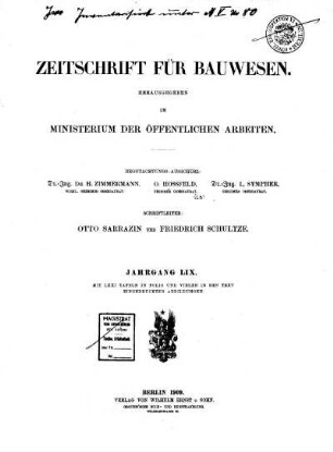 LVIX.1909: Zeitschrift für Bauwesen