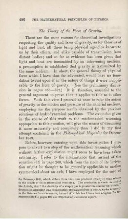 The Theory of the Force of Gravity.