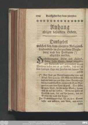 Anhang einiger besondern Gebete.