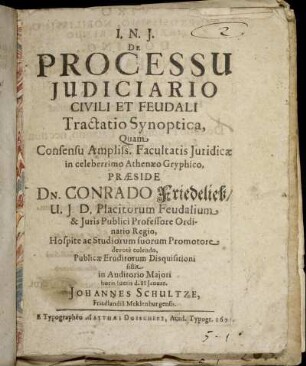 De Processu Iudiciario Civili Et Feudali Tractatio Synoptica
