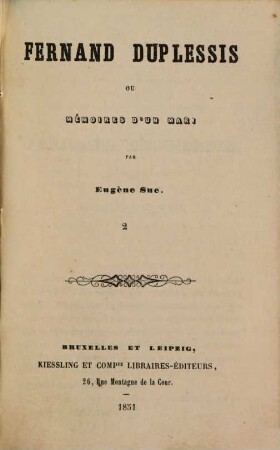 Fernand Duplessis ou mémoires d'un mari, 1,2