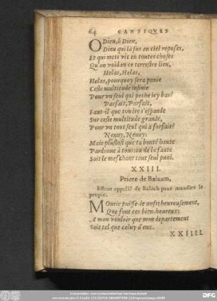 XXIII. Priere de Balaam, Estant appellé de Balach pour maudire le peuple.