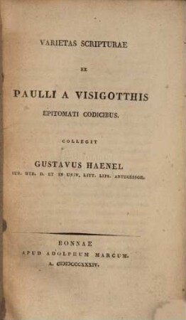 Varietas Scripturae ex Paulli a Visigothis epitomati codicibus