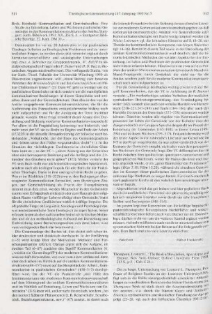 512-515 [Rezension] Thompson, Leonard L., The book of Revelation