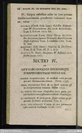 Sectio IV. De Methodo Docendi Discendique Iurisprudentiam Privatam
