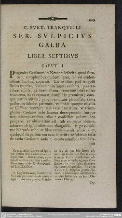 C. Suet. Tranquilli Ser. Sulpicius Galba Liber Septimus