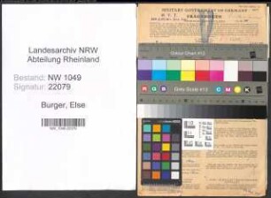 Entnazifizierung Else Burger , geb. 03.03.1919 (Postangestellte)
