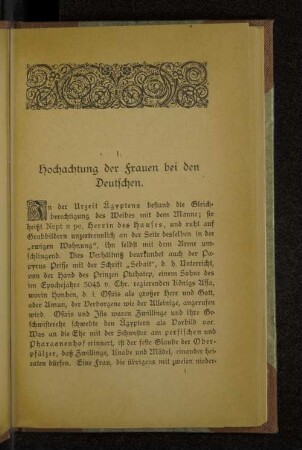 1. Hochachtung der Frauen bei den Deutschen.