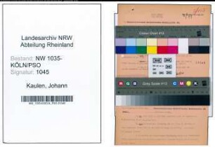 Entnazifizierung Johann Kaulen , geb. 00.00.000 (Schlosser)