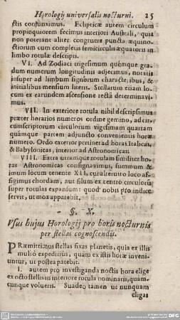 §. X. Usus hujus Horologii pro horis nocturnis per stellas cognoscendis.