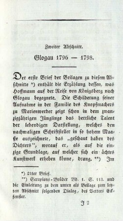 Zweiter Abschnitt Glogau 1796 - 1798