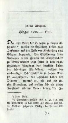 Zweiter Abschnitt Glogau 1796 - 1798