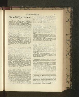 Problèmes Africains.