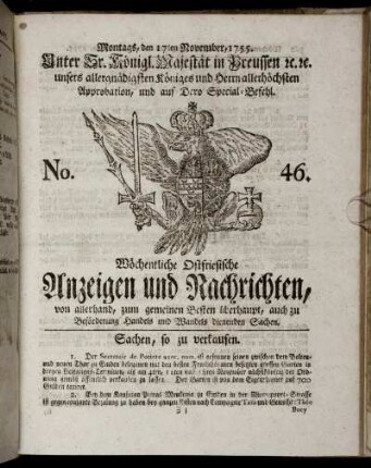 No. 46. Montags, den 17ten November, 1755.