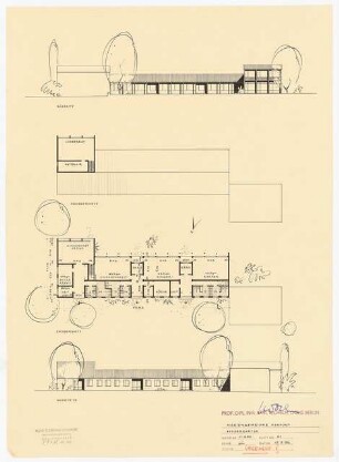 Evangelisches Gemeindezentrum, Herford: Kindergarten: Ansichten Erdgeschoss, Obergeschoss 1:200