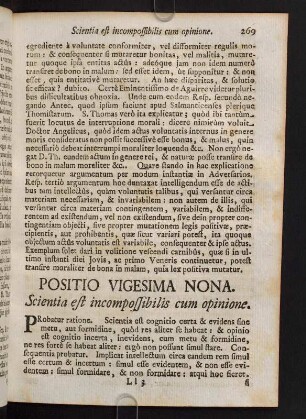 269-273, Positio Vigesima Nona. Scientia est incompossibilis cum opinione