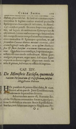 Cap. XIV. De Ministris Ecclesia, quomodo ratione Personarum