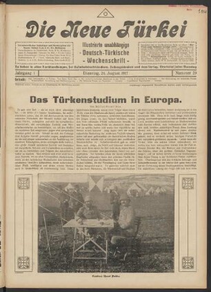 Jahrgang 1. Dienstag, 28. August 1917. Nummer 29