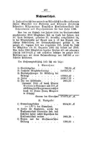 Jahresbericht der unter dem Allerhöchsten Protektorate Ihrer Majestät der Kaiserin und Königin Friedrich stehenden Allgemeinen Deutschen Pensionsanstalt für Lehrerinnen und Erzieherinnen für das Jahr 1895 : [Nichtamtliches]