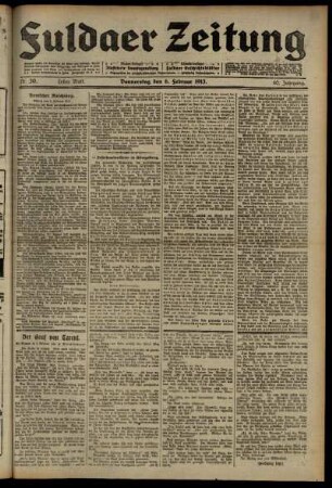 Erste Ausgabe vom Donnerstag, den 06. Februar 1913.