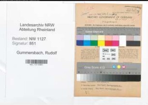 Entnazifizierung Rudolf Gummersbach , geb. 04.04.1899 (Angestellter)