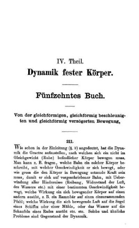 IV. Theil. Dynamik fester Körper.