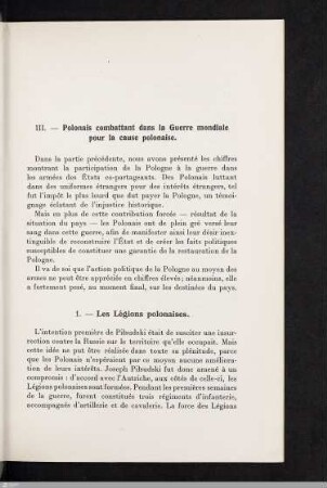 III. Polonais combattant dans la Grande Guerre pour la cause polonaise