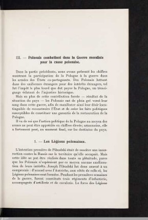 III. Polonais combattant dans la Grande Guerre pour la cause polonaise