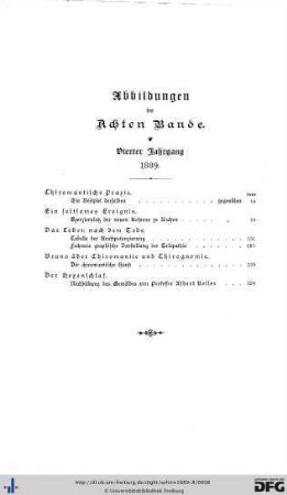Abbildungen zum Achten Bande.