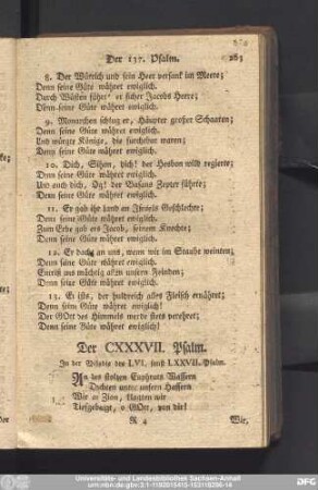 Der CXXXVII. Psalm.
