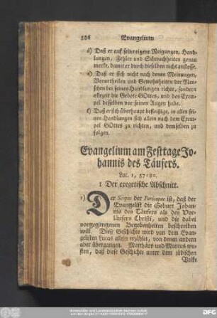 Evangelium am Festtage Johannis des Täufers. Luc. 1, 57 - 80.