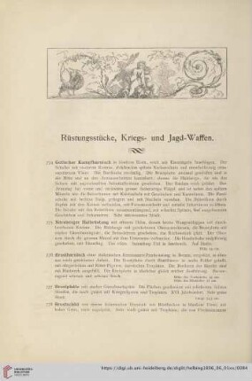 Rüstungsstücke, Kriegs- und Jagd-Waffen