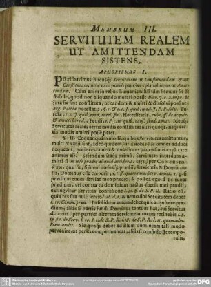 Membrum III. Servitutem Realem Ut Amittendam Sistens
