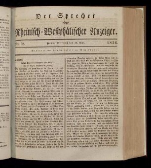 Der Sprecher oder Rheinisch-Westfälischer Anzeiger. 1832-1842