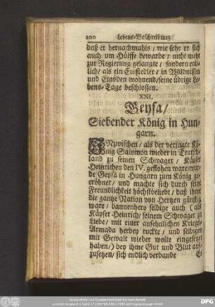 XXI. Beysa/ Siebender König in Hungarn.