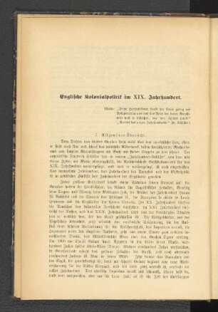 Englische Kolonialpolitik im XIX. Jahrhundert.