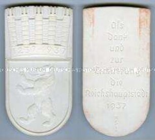 Plakette 700 Jahre Berlin, im Originaletui