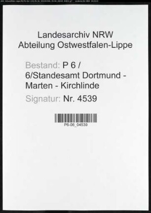 Sterberegister Standesamt Dortmund-Marten-Kirchlinde (XII)