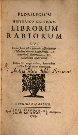 Florilegium historico-criticum