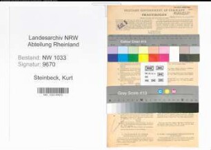 Entnazifizierung Kurt Steinbeck , geb. 08.11.1920 (Polizeibeamter)