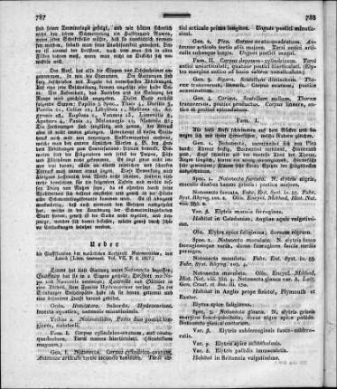 Ueber die Classification der natürlichen Kerfzunft Notonectides (Linn. transact. Vol. VII. P. 2. 1817)